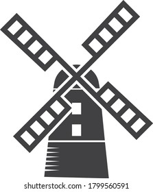 Windmill icon. Glyph kinderdijk windmill vector icon