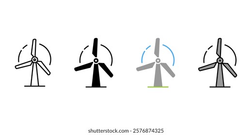 Windmill icon. Green electricity sign. Wind power turbine symbol. Eco renewable energy pictogram.