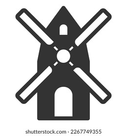 Windmill - icon, illustration on white background, glyph style