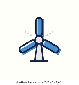 windmill icon, isolated blue icon in light background, perfect for blog, logo, graphic design, social media, UI, mobile app
