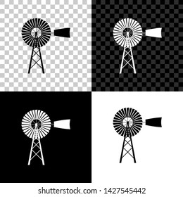 Windmill icon isolated on black, white and transparent background. Vector Illustration