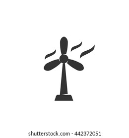 Windmill icon isolated on a white background. Power plant logo silhouette design template. Simple symbol concept in flat style. Abstract sign, pictogram for web, mobile and infographics - stock vector