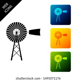 Windmill icon isolated. Set icons colorful square buttons. Vector Illustration