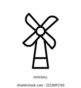 windmill icon. Line Art Style Design Isolated On White Background