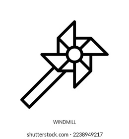 Symbol der Windmühle. Line Art Design einzeln auf weißem Hintergrund