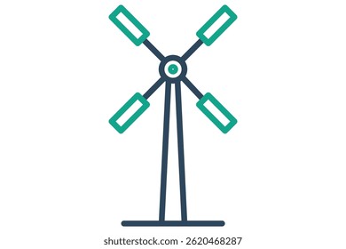 Windmill icon. line icon style. icon related to traditional source of power on farms. agriculture elements vector illustration