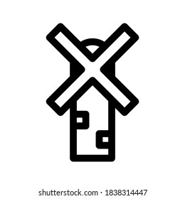Symbol für Windmühle oder Logo einzeln auf Zeichen, Vektorgrafik - hochwertige Vektorsymbole im schwarzen Stil
