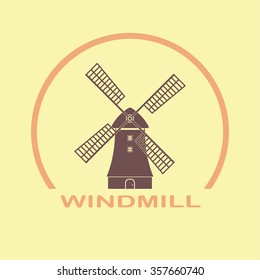 Windmill icon. Mill emblem and Holland symbol. Vector illustration.