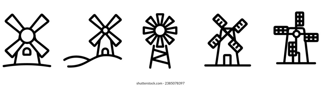 Windmill icon. Mill symbol. Vector illustration.