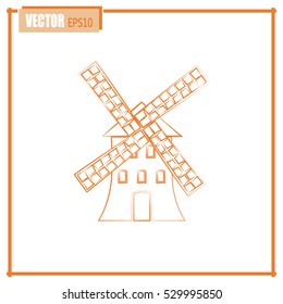 Windmill icon. Mill symbol. Vector illustration.