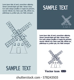 Windmill icon. Mill symbol. Vector illustration.