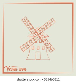 Windmill icon. Mill symbol. Vector illustration.