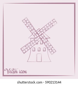 Windmill icon. Mill symbol. Vector illustration.
