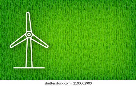 Windmill icon on green background. Solar power. Save planet. Motion graphics.