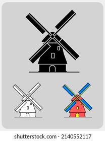 Windmill icon on vector illustration.