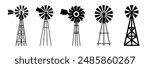 Windmill icon on white background. Farm windmill symbol.