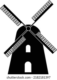windmill icon on white background. windmill black sign. flat style.
