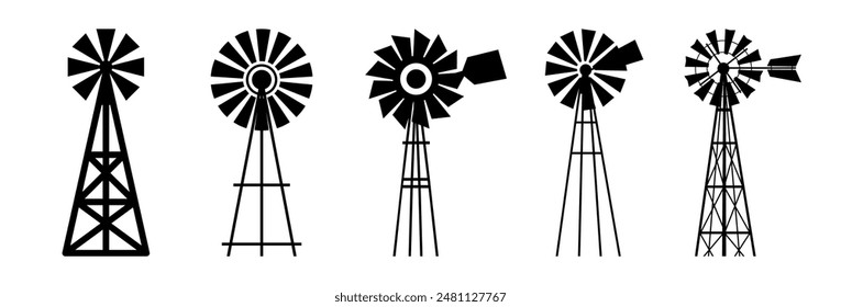 Windmill icon on white background. Farm windmill symbol.