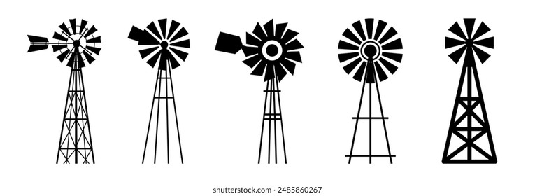 Windmill icon on white background. Farm windmill symbol.