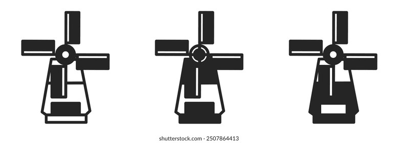 Windmill icon on white background. Vector logo windmill illustration.
