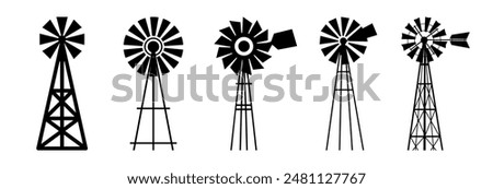 Windmill icon on white background. Farm windmill symbol.