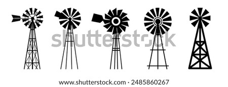 Windmill icon on white background. Farm windmill symbol.