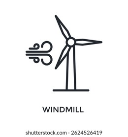 Windmill Icon Outline Style. Vector Illustration For Graphic Design