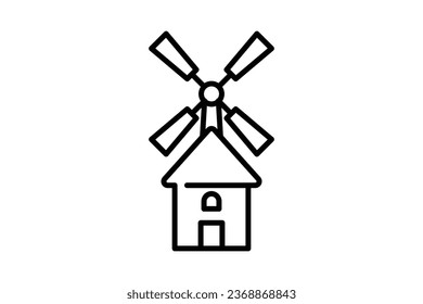 Windmill Icon. Icon related to Farming And Farm. Suitable for web site design, app, user interfaces. Line icon style. Simple vector design editable