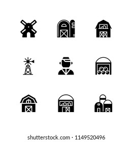 windmill icon set. barn, windmill and dutch vector icon for graphic design and web