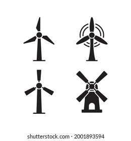 Símbolo y símbolo de la plantilla de vectores de diseño de colección de iconos de molino de viento en estilo plano moderno