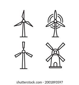 Windmill Icon Set Collection Design Vector Template Illustration Sign And Symbol In Trendy Flat Style