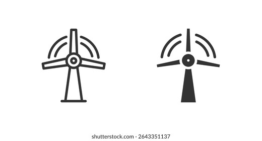 Windmill icon set depicting wind energy and renewable power.