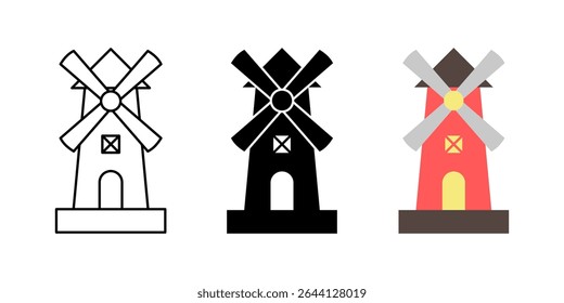 windmill icon set. modern design isolated on white background