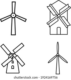 icono de molino de viento conjunto potencia de la tecnología de la naturaleza