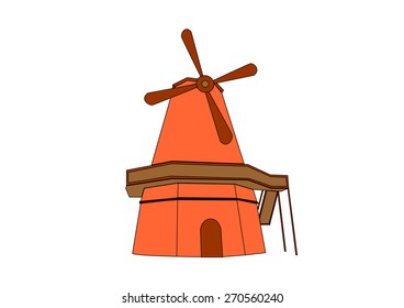 Windmill icon or sign isolated on white background. Mill symbol. Colorful vector illustration