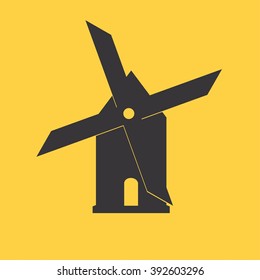 Windmill icon or sign isolated on white background. Mill symbol. Vector illustration