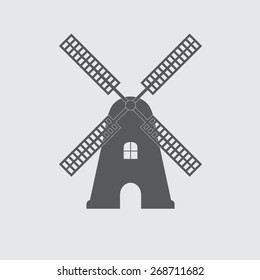 Windmill icon or sign. Mill symbol. Vector illustration.