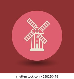 Windmill icon or sign, vector illustration
