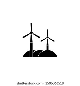 Windmill icon silhouette vector illustration. Wind energy sign. Power and renewable, generator, ecology symbol. Trendy Flat style for graphic design, Web site, UI. EPS10. - Vector illustration