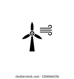 Windmill icon silhouette vector illustration. Wind energy sign. Power and renewable, generator, ecology symbol. Trendy Flat style for graphic design, Web site, UI. EPS10. - Vector illustration