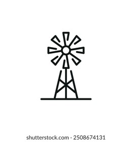 Windmill icon. Simple windmill icon for eco-friendly apps, sustainable energy websites, and educational materials on renewable resources. Vector illustration.