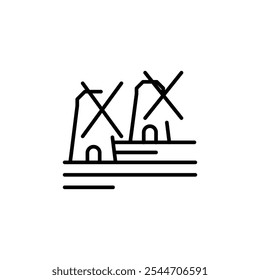 Windmill icon. Simple windmill icon for eco-friendly apps, sustainable energy websites, and educational materials on renewable resources. Vector illustration.