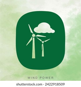 Windmill icon for social media template and turbines symbol.