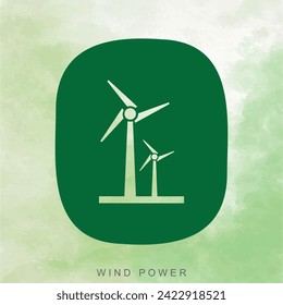 Windmill icon for social media template and turbines symbol.