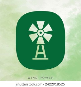 Windmill icon for social media template and turbines symbol.