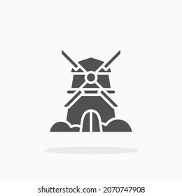 Windmill icon. Solid Glyph style. Vector illustration. Enjoy this icon for your project.