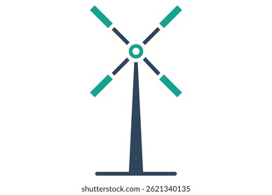 Windmill icon. solid icon style. icon related to traditional source of power on farms. agriculture elements vector illustration