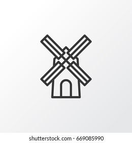 Windmill Icon Symbol. Premium Quality Isolated Mill Element In Trendy Style.