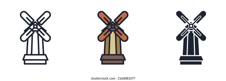Plantilla de símbolo de icono de molino de viento para la ilustración vectorial de la colección de diseño gráfico y web