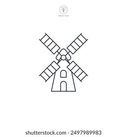 Windmill icon symbol vector illustration isolated on white background